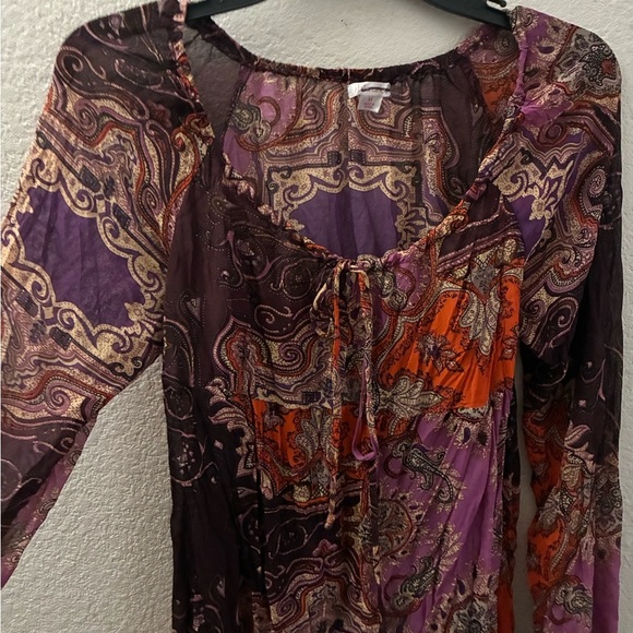 Xhilaration  Y2K Bohemian Paisley Dress in Purple and Orange - Picture 6 of 14